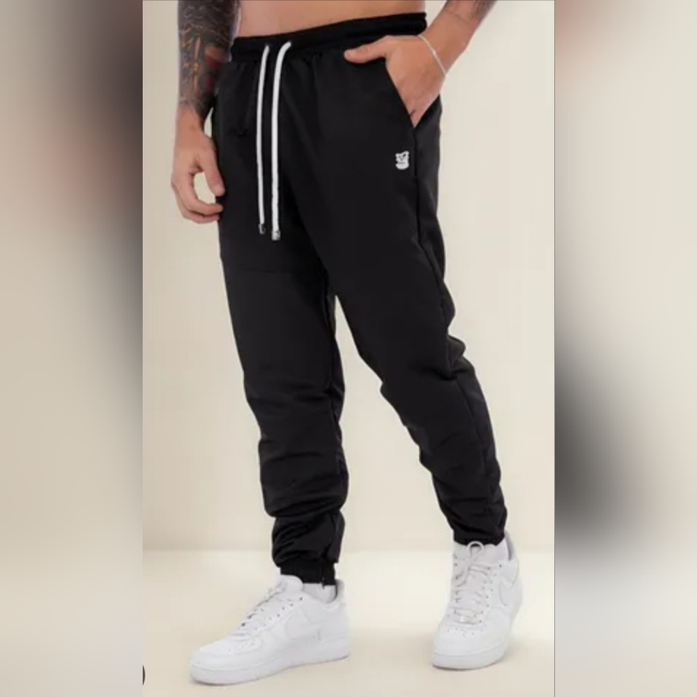 CROPP Men's Streerwear Jogger Pants Pull On Black/White Drawstring Small